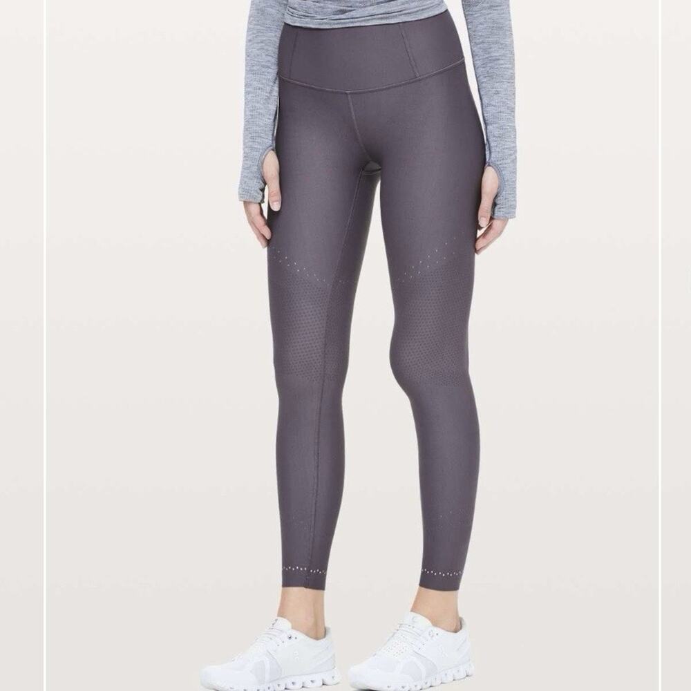 Lululemon Women’s Zoned In Tights High Rise Ankle Gray Moonphase SZ 6
